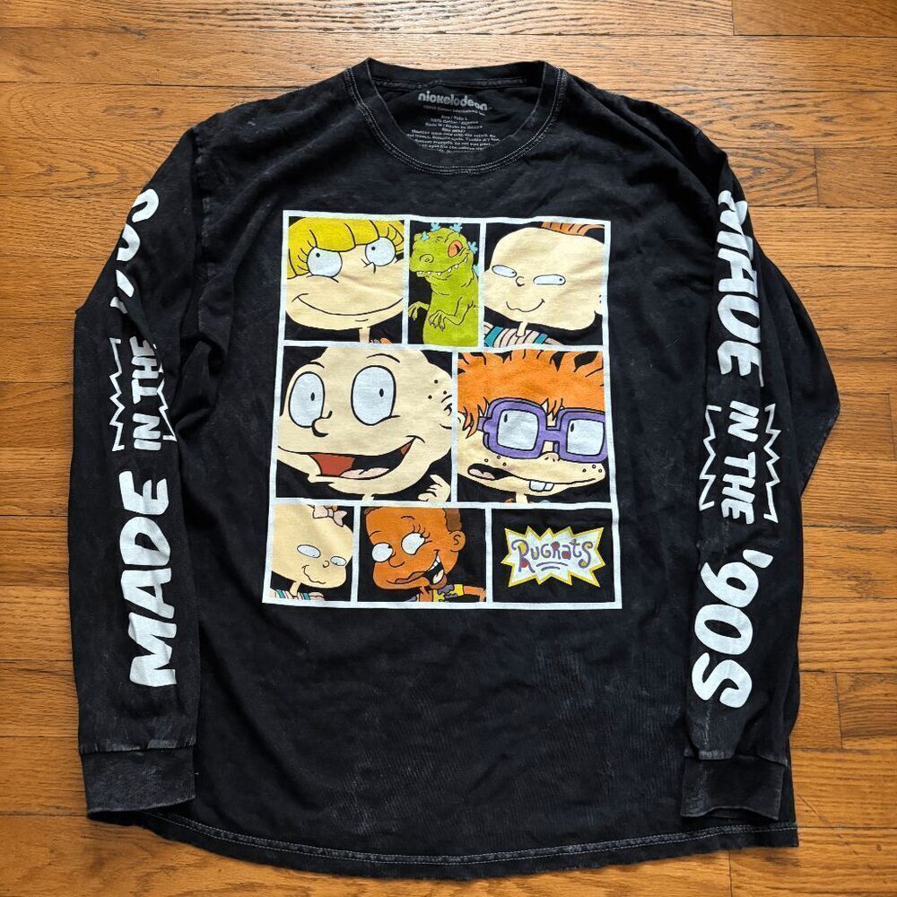 Nickelodeon Women's Black Made in the '90s Long Sleeve Rugrats T-Shirt Large